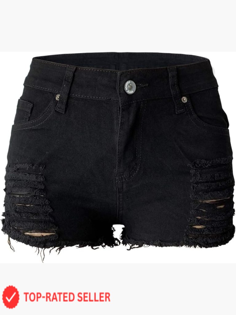 Distressed Denim Shorts Mid Rise Curvy Fit Frayed Hem Y2k Style